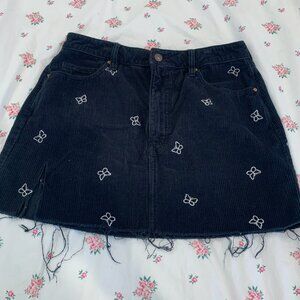 Pacsun Butterfly Skirt in Navy Blue Corduroy